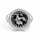 Halo Signet Ring with black enamel