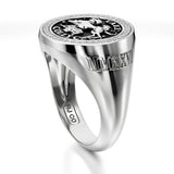 Halo Signet Ring with black enamel